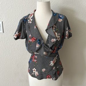 NWT Maurice’s Wrapped Tie Floral Blouse